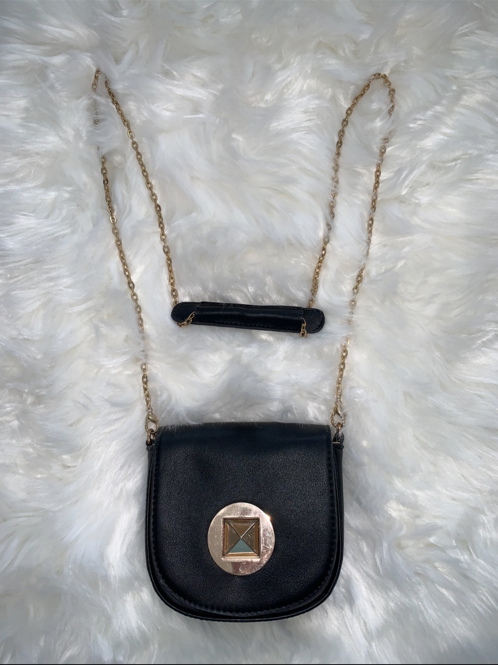 Black Leather small Crossbody Bag